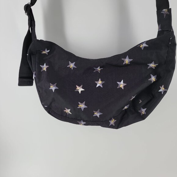 BAGGU Medium Nylon Crescent Bag NWT | Black Star Print | Recycled Nylon - Picture 7 of 16